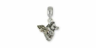 Alaskan Malamute Angel Charm Slide Jewelry Sterling Silver Handmade Dog Charm Sl