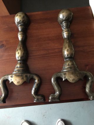 Vintage Cast Iron Fireplace Woodstove Log Dogs Andirons As Iron Wall Art