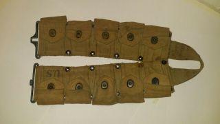 U.  S.  Wwii Hinson Mfg Co.  Dated 1942 10 Pocket Ammo Belt
