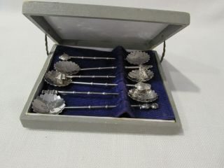 Vintage Set Of 6 Oriental Motif.  950 Sterling Silver Demitasse/tea Spoons
