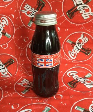 1981 Princess Diana Prince Of Wales Full Coca Cola Coke Bottle Royal Wedding