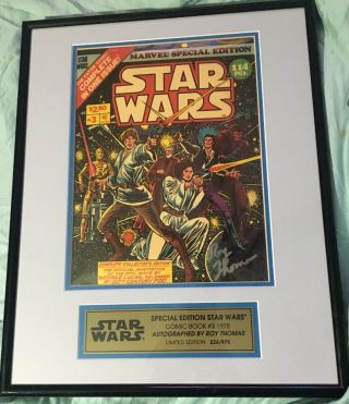 Framed Star Wars Comic Book 3 1978 Limited Edition 226/975 Roy Thomas Autograph
