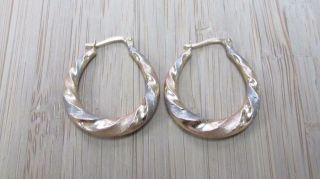 14kt Solid Tri - Tone Gold Hoop Earrings 1 " 2.  3 Grams 6 - G9137