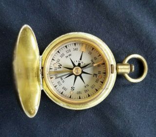 Great Vintage U.  S.  Military Brass Pocket Compass Old S & W.  N.  Y.