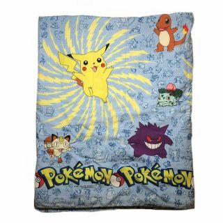 Vintage 1995 - 1998 Nintendo Pokemon Comforter 84 " X70” Blanket,  (2) Pillow Cases
