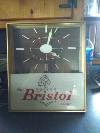 Vintage Bristol Shoe Light Up Neon Products Sign And Clock " Running "