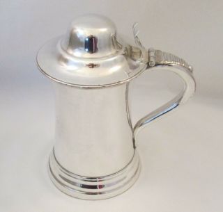 A Good 19th Century Silver Plated Pint Tankard With Lid
