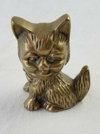 Vintage Brass Kitten/cat Figurine Statue Paperweight Cute Pretty Detailed 3 "
