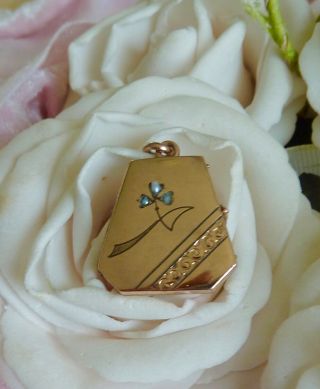 Antique Gold Rg/gf Locket/pendant C1900 Charmingly Set W/seed Pearls