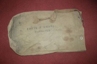 Vintage Us Military Issue Ww2 Dated 1944 Named Canvas Duffle Bag A3