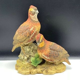 Ethan Allen Figurine Statue Sculpture Bird Japan Red Orange Quail Pair Porcelain