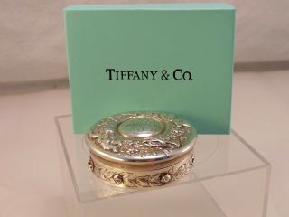 Fine Tiffany & Co Sterling Silver Repousse Trinket Box Cupid Romance Roses