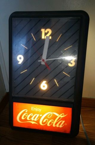 Vintage Coke Lighted Advertising Clock Coca - Cola Led Upg Bulb Clock Doesn 