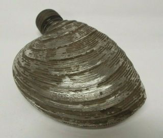 Rare Antique Late 19th Century Glass Clam Shell Whiskey Flask