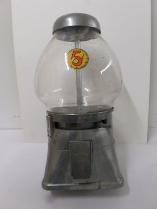 Vintage Regal 5 Cent Gumball Candy Nut Machine Oblong Glass Globe No Key