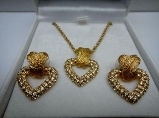 Heart Shaped Christian Dior Necklace & Earring Set
