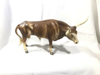 Vintage Breyer Longhorn Bull Chestnut Mold Stamp 14 " Vgc Horns Collectors