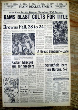 1967 Newspaper Los Angeles Rams Win Nfl Division & Play Green Bay 4 Championship