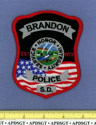 Brandon South Dakota Sheriff Police Patch Waving Us Flag State Seal