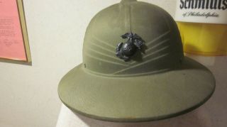 Ww 2 Marine Corps Pith Helmet Green Marked Usn Contract N140