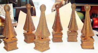 6 Old Cast Iron Finials For Victorian Fence Or Re - Purposing