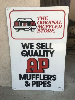 Vintage Ap Mufflers & Pipes The Muffler Store Metal Advertising Sign