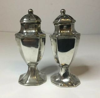 Pair Georgian Style Solid Silver Pepper Pots,  Chester 1913,  James Deakin,