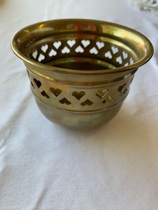 Vintage Small Brass Bowl With Cutout Hearts