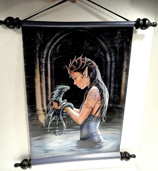 Gothic Water Dragon Wall Scroll Tapestry By Anne Stokes 2010