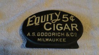 Vintage Cast Iron Advertising Sign Equity 5 Cent Cigar A.  S.  Goodrich & Co.