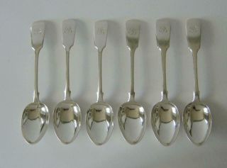 A Set Of Six Exeter Sterling Silver Teaspoons 1857 John Stone 101 Grams