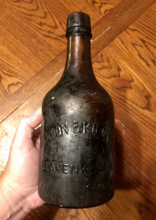 Early 1863 - 89 Leavenworth Kansas Ks Beer Bottle Brandon & Kirmeyer Civil War Era