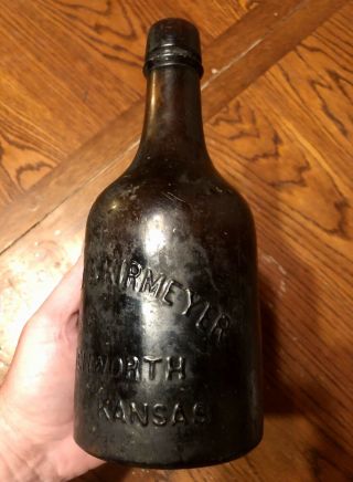 Early 1863 - 89 Leavenworth Kansas KS Beer Bottle BRANDON & KIRMEYER Civil War Era 3