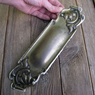 Antique Art Nouveau Single Pressed Brass Door Finger Push Plate