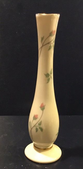 Lenox Rose Manor Bud Vase 7 1/2 " Tall Floral 14k Gold Trim