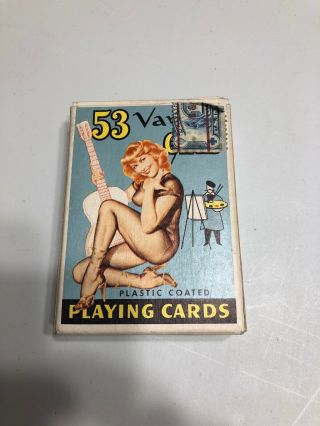 Vintage Vargas Girl Playing Cards With Tax Stamp