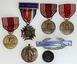 Wwii Us Army Named Good Conduct Medal,  Cib 361st Inf Vfw Post Commander