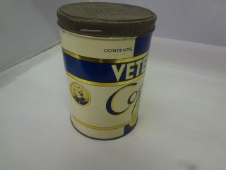 VINTAGE VETERAN BRAND COFFEE TIN ADVERTISING COLLECTIBLE CAN M - 527 3