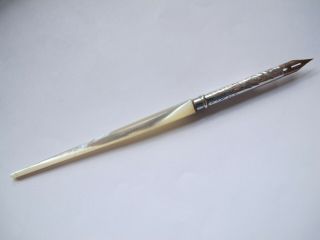 Antique Hallmarked Sterling Silver & Mother Of Pearl Dip Pen - 1907