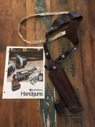 Vintage Smith & Wesson Brown Leather Shoulder Holster For S&w Revolver 5 " 6 " 6.  5