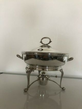 2 Handled Chaffing Pan On A 3 Legged Stand Complete With Burner