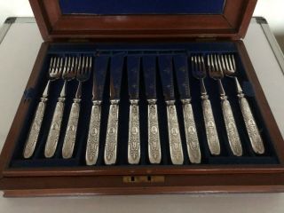 Stunning 23 Piece Set Of Silver Plated Fish Knives And Forks In A Fitted Case