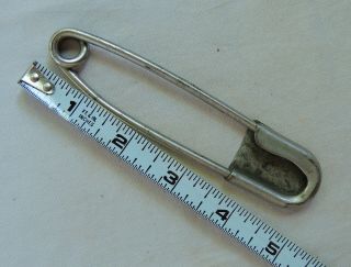Vintage Large Giant 5 " Key Chain Tag Safety Pin Horse Blanket Laundry Bag Brass