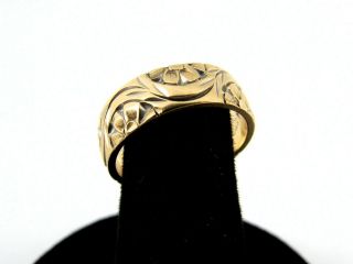 14k Vintage Floral Engraved Yellow Gold Wedding Band 4.  8 Grams Size 5.  5