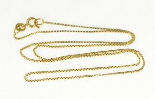 14K 0.  8mm Square Box Chain Simple Link Necklace 17 