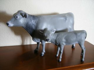 Breyer Brown Swiss Cow Calf Pair Custom Dairy Set Farm Cattle Figures Models 3
