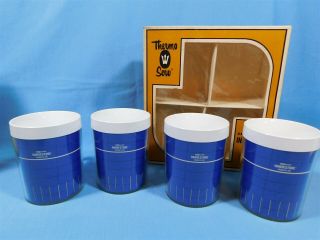 4 Vintage A O Smith Harvestore Systems Silo Blue & White Thermo Serv Mugs - Mib