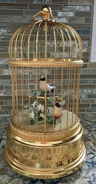 Reuge Voliere De La Cour Singing Birds In Gilt Cage Music Box - Perfect Conditio