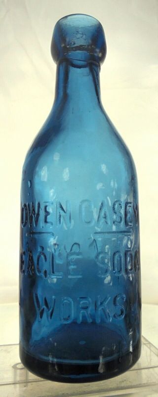 Owen Casey Eagle Soda Sacramento Cal.  Antique Soda Bottle.  Medium Cobalt.