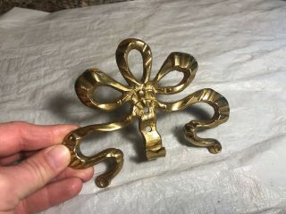 Vintage Solid Brass Bow Ribbon Wall Hook Hanger